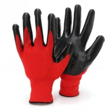 Перчатки нейлоновые с нитриловым обливом красно -черные